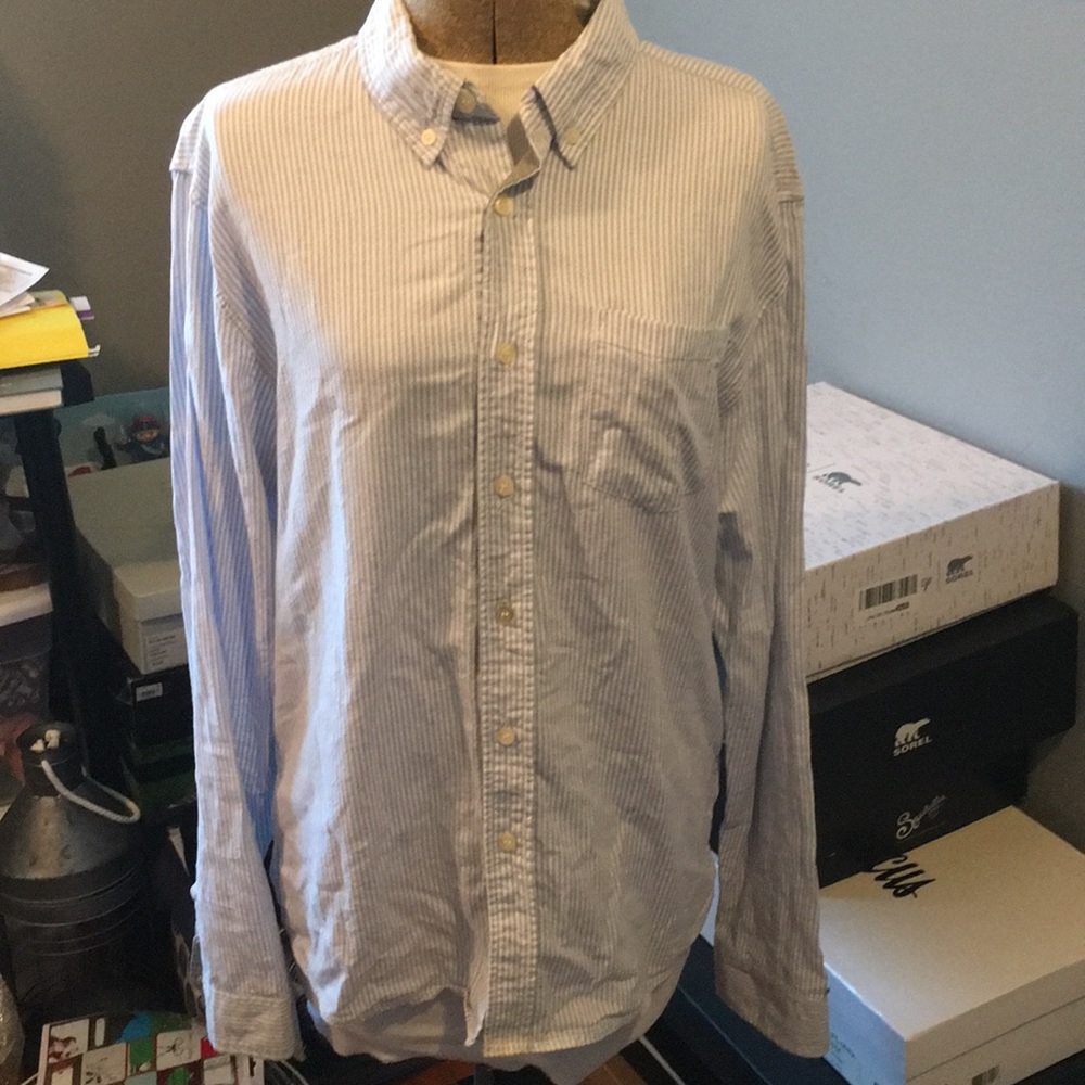 Carbon Light Blue & White Pinstripe Button-Up.